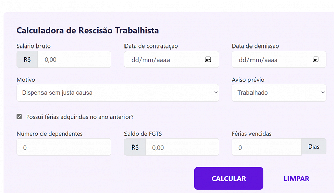 Rescisão de Trabalho CLT veja como calcular pela internet grátis